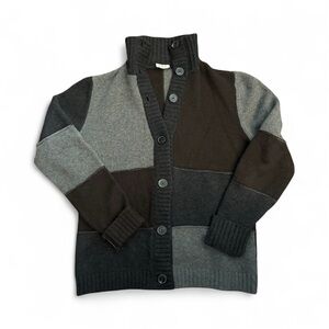 Akris  Punto Black and Grey Cashmere Blend Cardigan Sweater